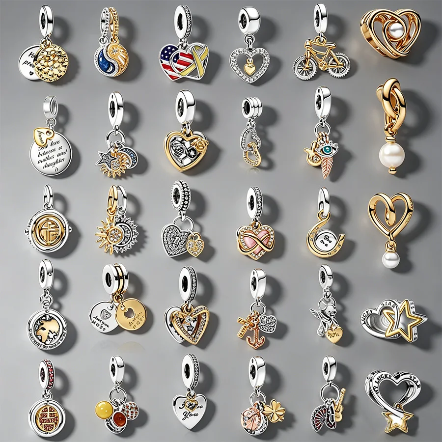 Oferta Imperdível: Contas de Berloque DIY para Criação de Estrelas da Sorte, Pingentes de Sol e Anjo Divisíveis, Compatíveis com Pulseiras de Prata Originais, Presente de Joias DIY