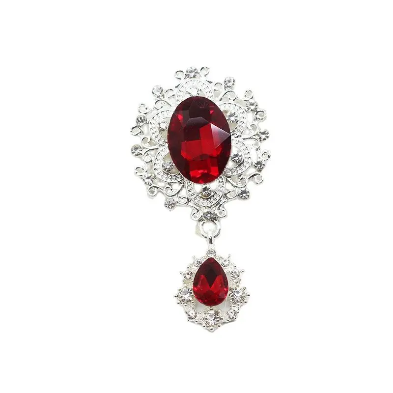 New Brooch Buttons  2Pcs/Lot Metal Alloy Buttons Diy Sewing Accessories Water drop pendant Glass Handwork Decoration