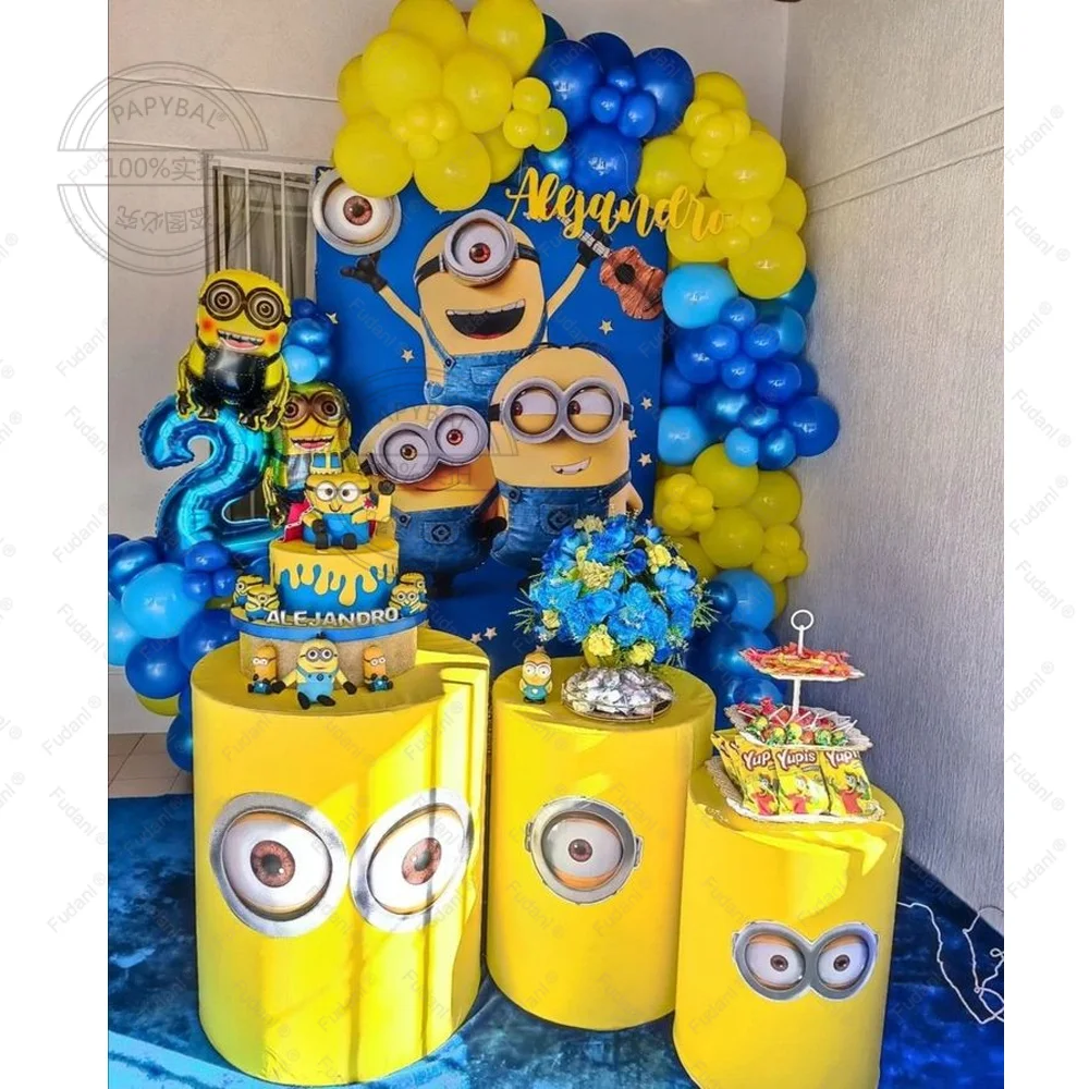 114 pièces Minions thème fête ballon arc Kit mignon Minions anniversaire jaune bleu Latex balle enfant fête d'anniversaire décoration fournitures