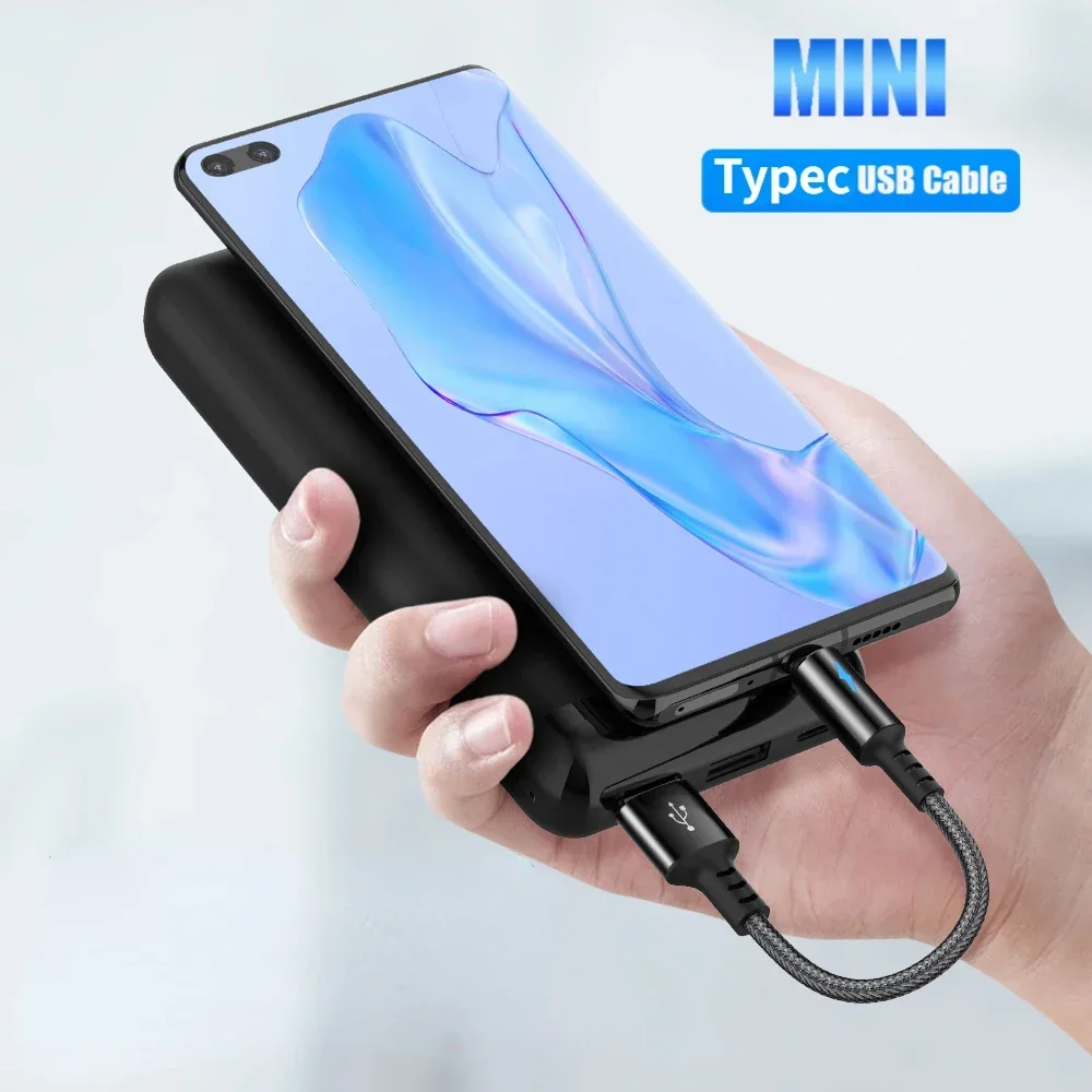 Compact USB C to USB A Charging&Data Cable 3A Cord Wire 25cm Short Cord,Nylon and Aluminum Alloy Material