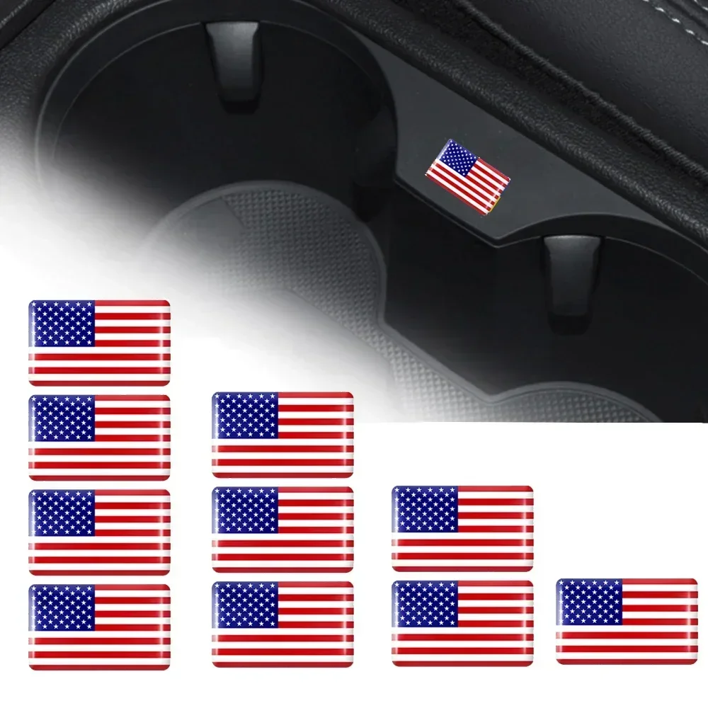 10pcs Epoxy USA United States Flags Sticker Car Interior Decal for Ford Focus Edge Explorer Fusion Mustang F-150 Fiesta Badge