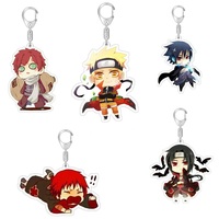 Naruto Cartoon Keychain Uzumaki Uchiha Kakashi Anime Action Figures Toys  Double Sided Acrylic Hanging Machine Children Gifts