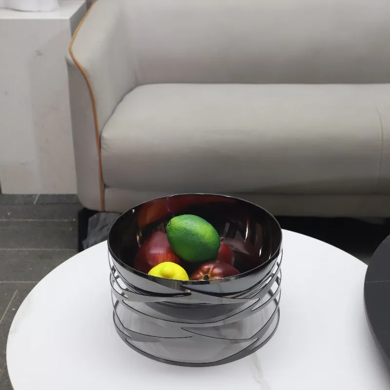 European light luxury abstract metal round fruit plate ornament living room restaurant hotel TV cabinet model room home accessor