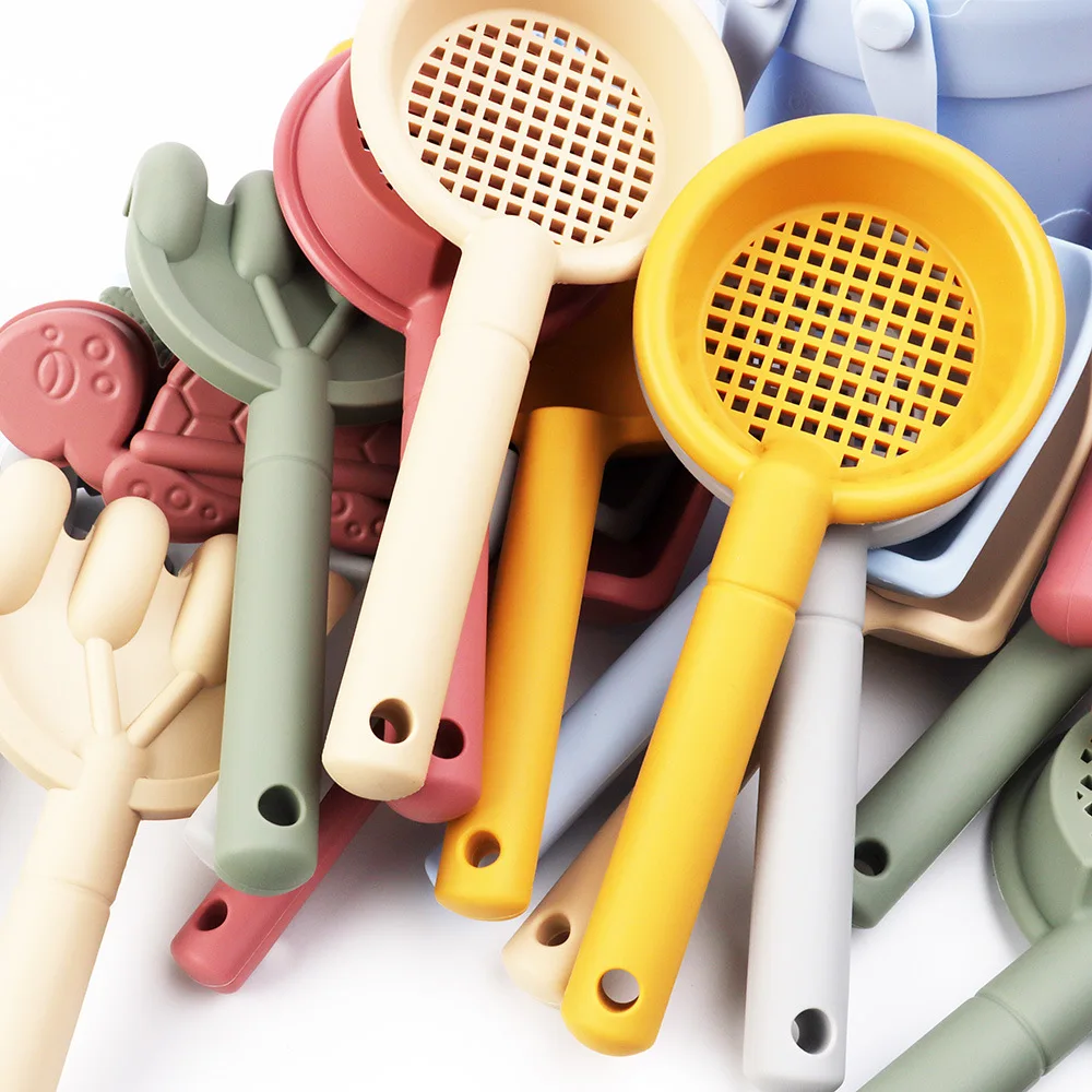 Silicone Beach Toy Set Interactive Parent-Child Animal Sand Shovel Bucket Full Set Fork Sifter Durable Children's Play Tools