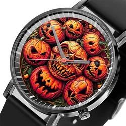 Simple Fashion Halloween Pumpkin Design Quartz Watch Casual Black Silicone Men And Women Fashion Gift Watches