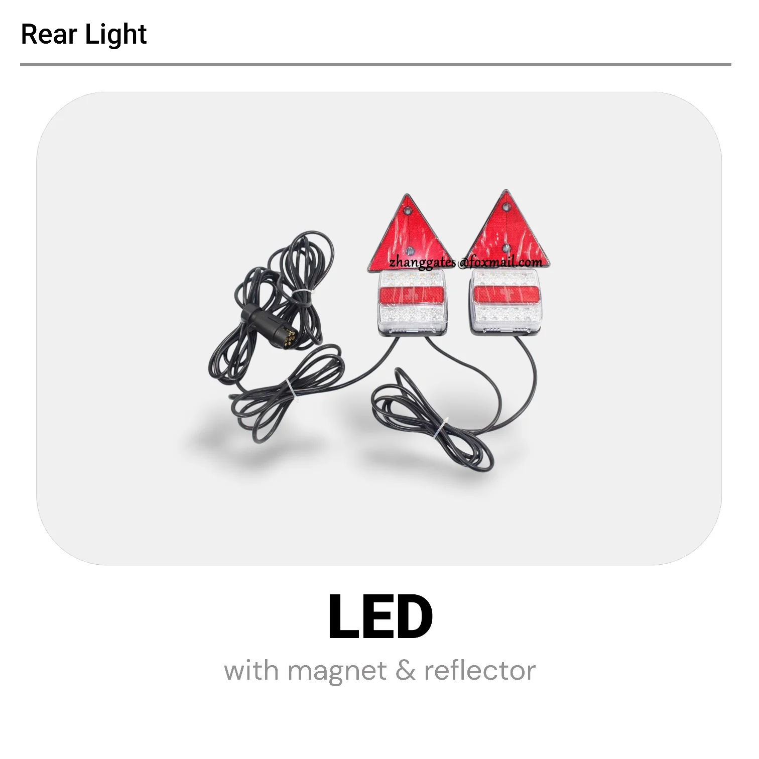 2PC Magnetic LED Taillight Triangle Reflective Plate 100×100×40mm 7.5-8M Cable Rear Signal Light Fit Truck Pickup Off-Road