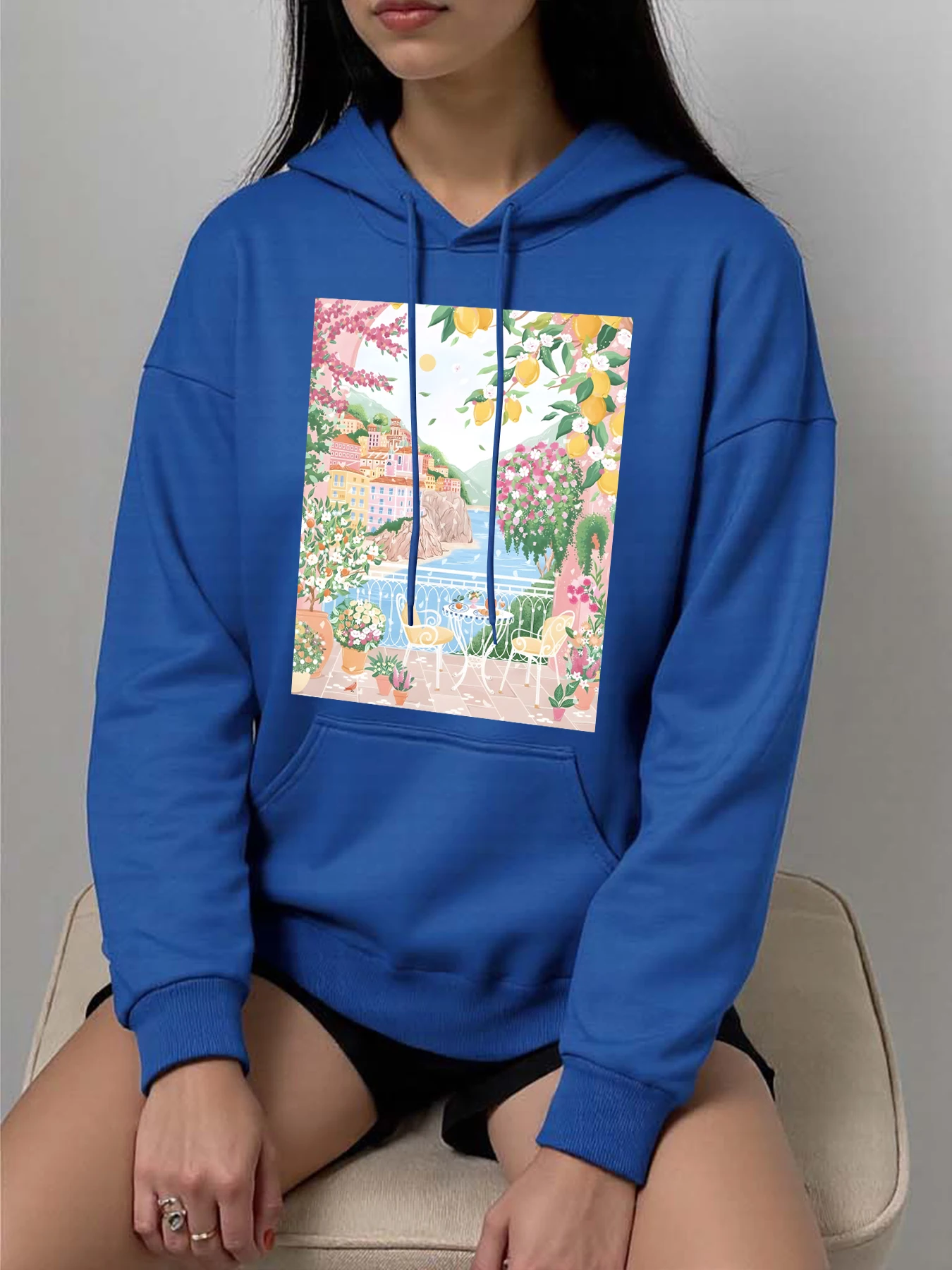 

Красивые цветы, лимонный город, толстовки с узором, женские забавные повседневные уличные одежды, осенний пуловер в стиле хип-хоп, флисовая женская толстовка большого размера