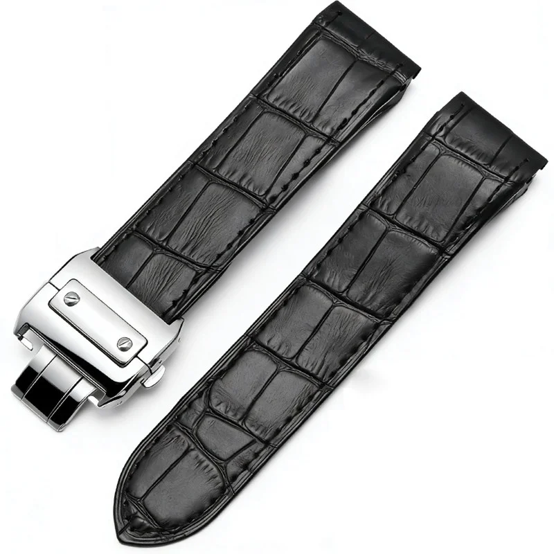 High Quality Watch Strap For Cartier Santos Watchband Santos 100 men's and women's Folding Buckle strap Genuine Leather 20mm23mm