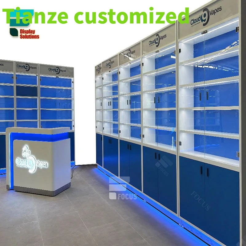 

(customized)Store Display Shelves Cabinet Glass Display Cigar Cabinet Humidor Smoke Shop Display Hookah