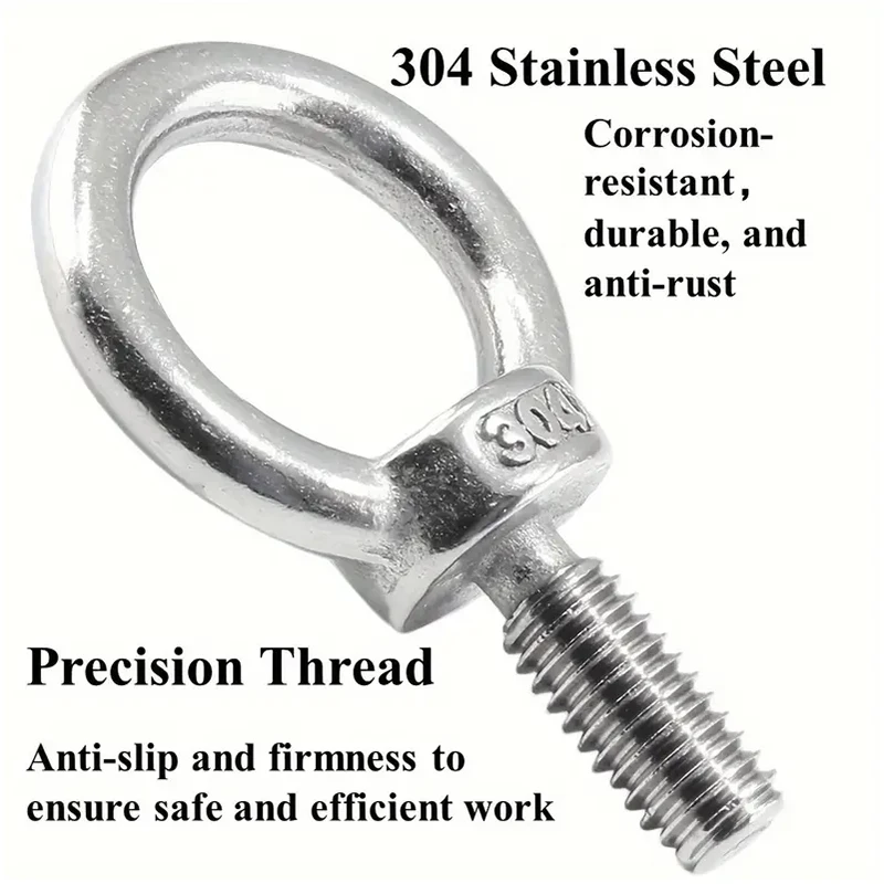 10/1x الثقيلة الموضوع مسمار بعروة 304 الفولاذ المقاوم للصدأ البحرية رفع العين مسامير حلقة حلقة ثقب ل كابل حبل ييبولت M4 M5 M6 M8