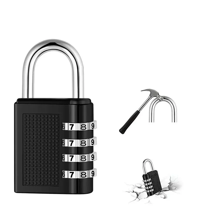 4 Digit Zinc Alloy Combination Lock Padlock Luggage Anti-theft Weatherproof Security Outdoor Gym Safely Code Door Lock Black