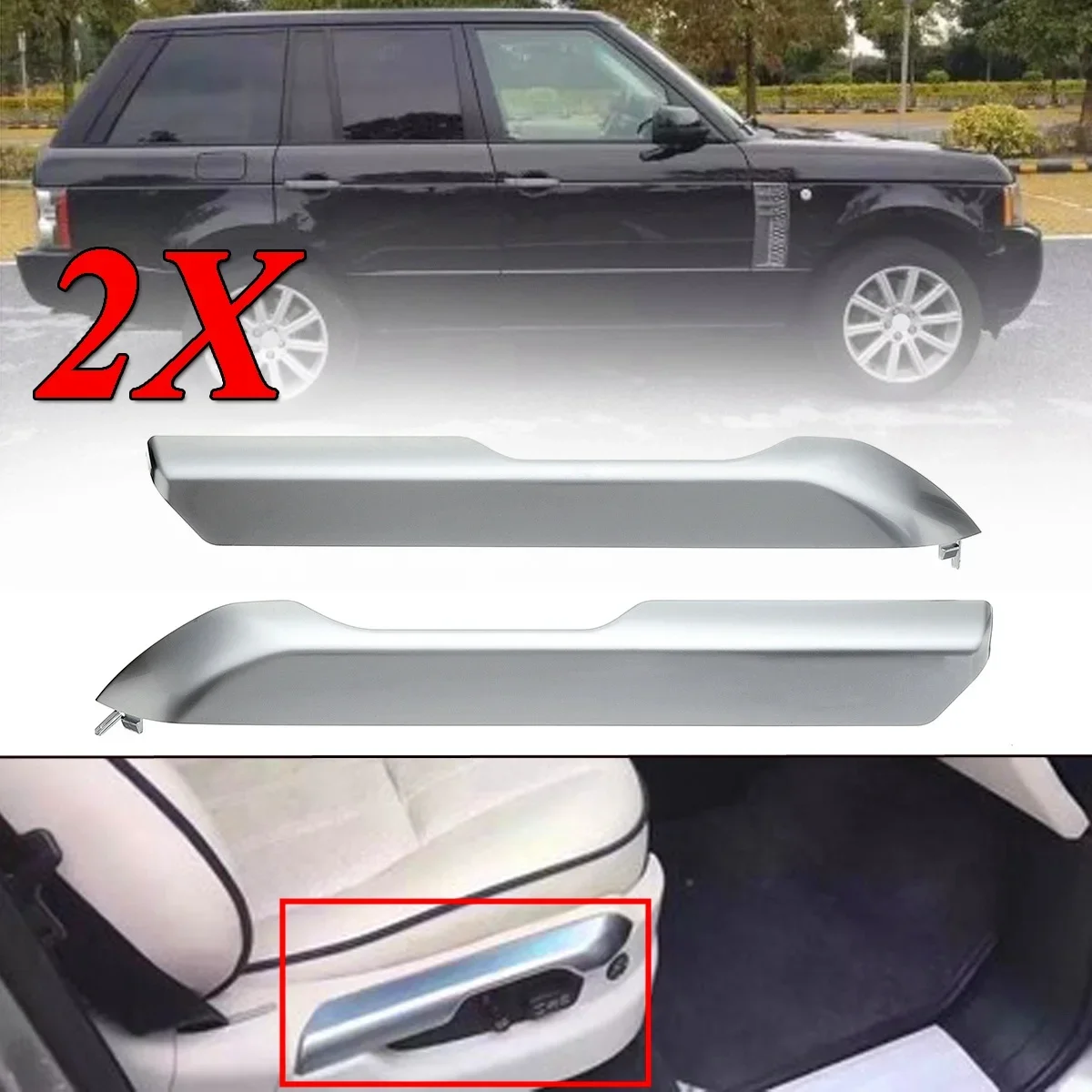 Pop 1 Pair New Car Seat Cushion Valance Chrome Cover Interior Mouldings For Land Rover Range Rover 2004-2012 All Models