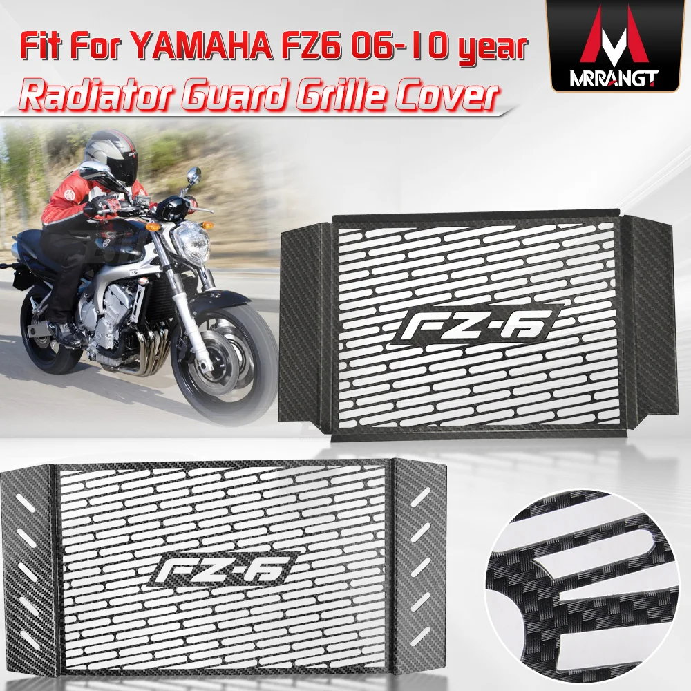 Motorcycle Radiator Guard Grille Protector Stainless Steel Material Sliver and Black Fit For Yamaha FZ6 FAZER 2006 07 08 09 10