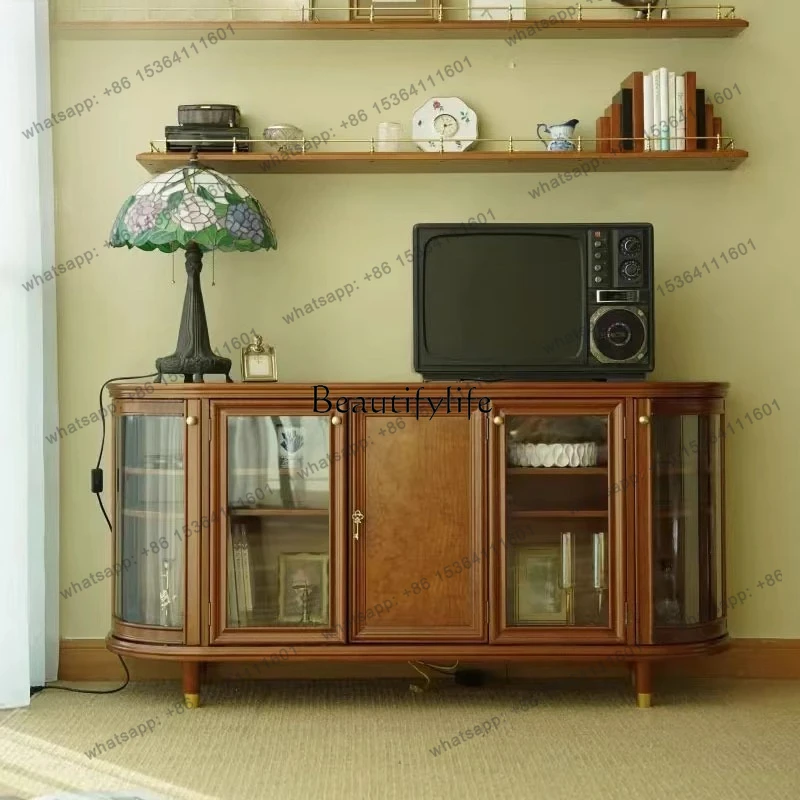 z.French retro entrance cabinet antique audio-visual TV acrylic glass locker