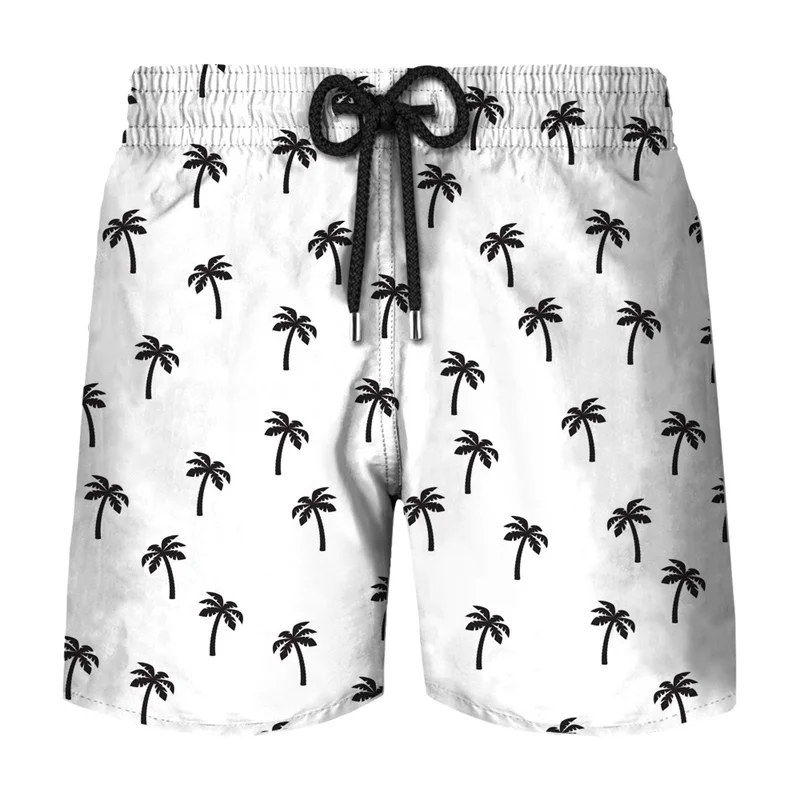 Simple Beach Coconut Tree 3D Printed Short Pants Mens Summer Board Shorts Swimsuit Male Swimming Trunks Quick-dry Custom Shorts