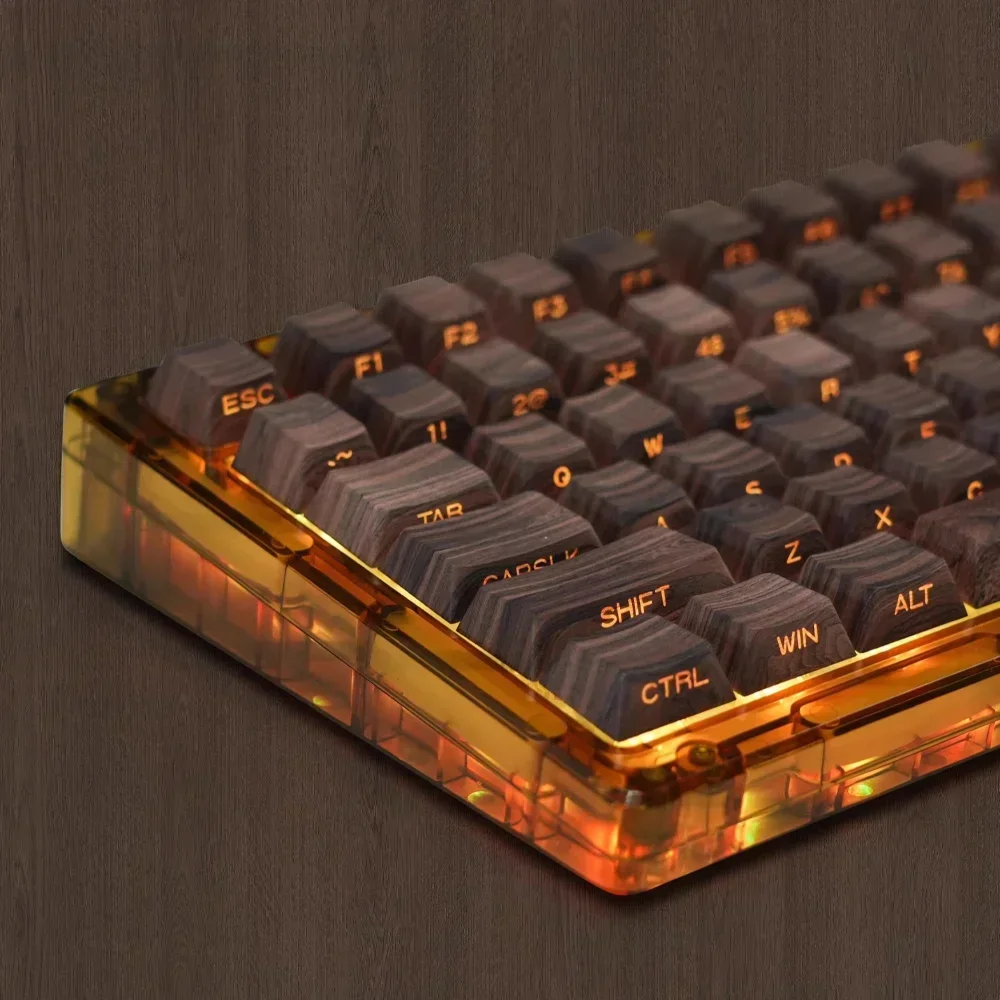 Walnut Side Engraved Keycap Set PBT 126 Keys Personalized Translucent for 60/64/84/98/108 Gaming Mechanical Keyboard MX Switch