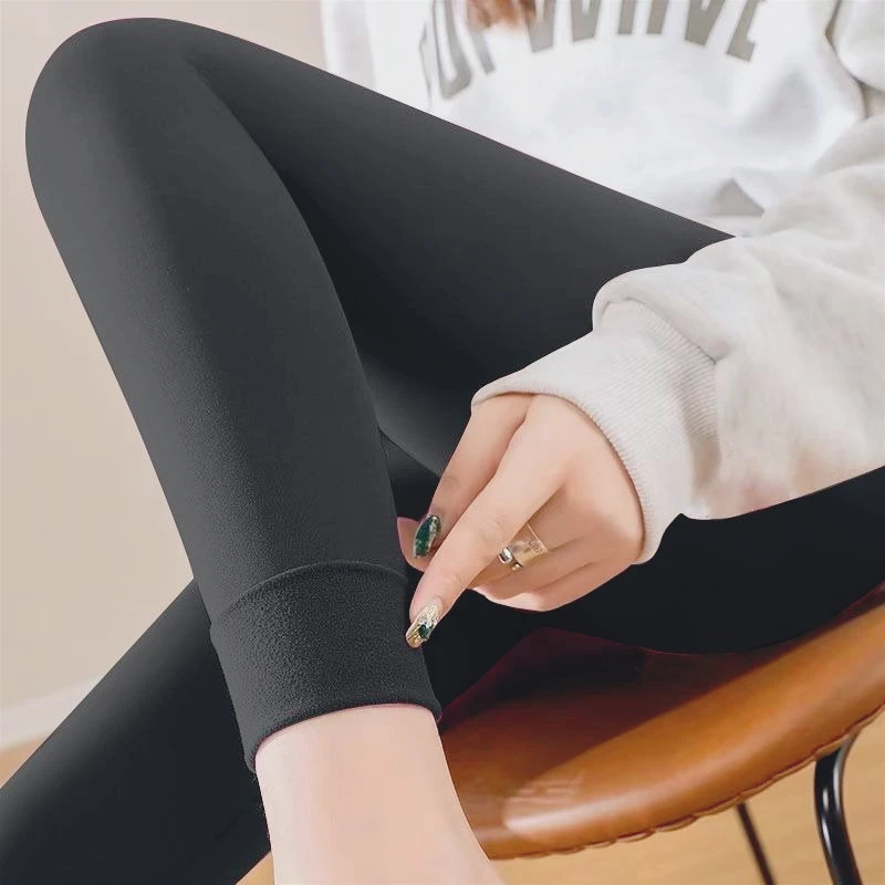 보이지 않는 가랑이 바지 독일 양털 롱 존스 여성용 난방 및 양털 방한 열 바지 여성, 커플 데이트,