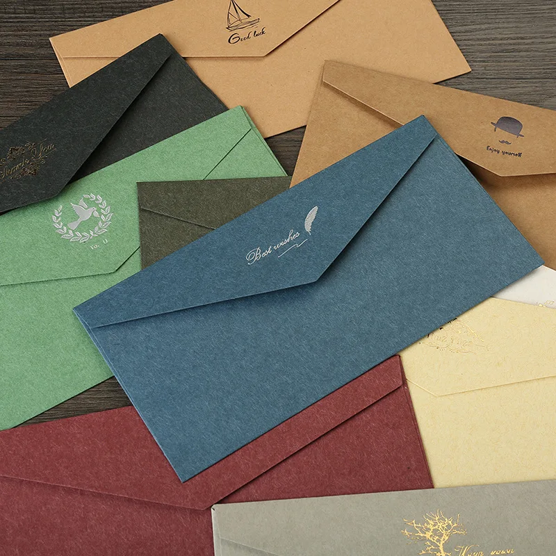 Vintage Gold Envelopes for Invitations Kraft Paper Gift Card Window Envelope Wedding Letter Set Mailer Stationery