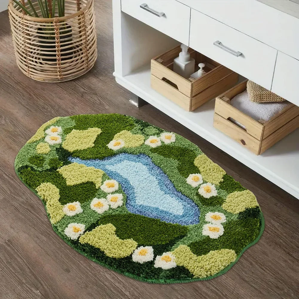 Creative Absorbent Simulated Moss Bath Mat Non Slip Thickened Bedside Small Carpet Soft Cashmere-like Moss Rug Bathroom