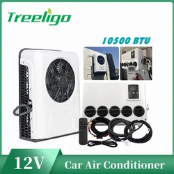 Treeligo 전기 자동차 분할 에어컨, RV 트럭 트랙터 캠핑카 밴 모터홈용, 12V 주차 에어컨, 24V, 10500btu