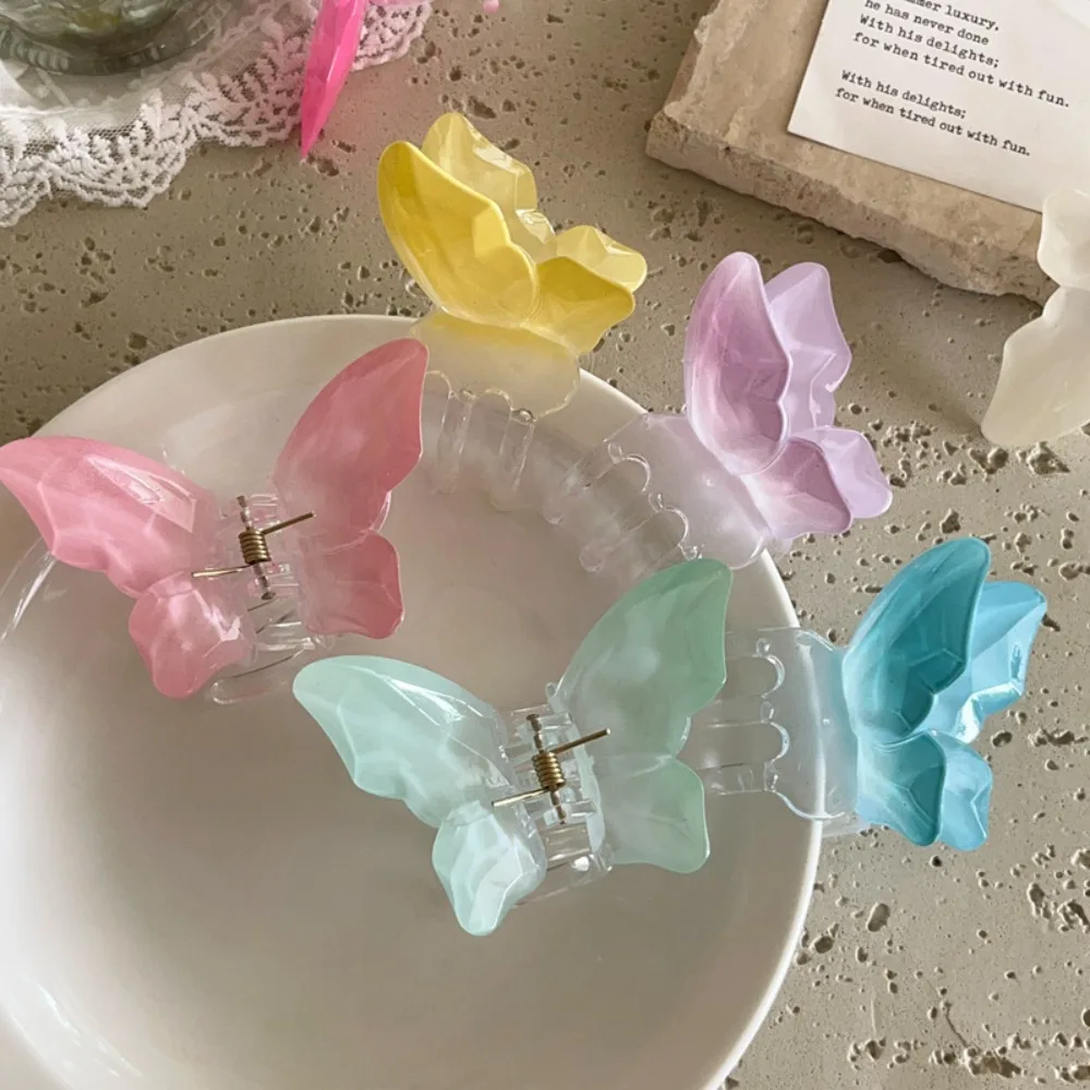 Gift Resin Butterfly Shark Clip Waterproof Headwear Wing Hair Claw Elegant Hairgrips Gradient Color Shark Clip Daily