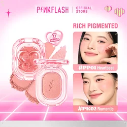 PINKFLASH 매트 내추럴 블러셔 파우더 팔레트, 고 안료, 뺨 색조, 비 케이키 혼합, 경량 페이스 블러셔 파우더 메이크업