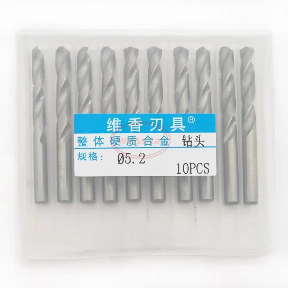 

VHM дрель D5.0 D5.1 D5.2 D5.5 10 шт./кор. твердосплавное сверло сверхтвердое спиральное сверло с прямым хвостовиком, встроенное токарное сверло с ЧПУ