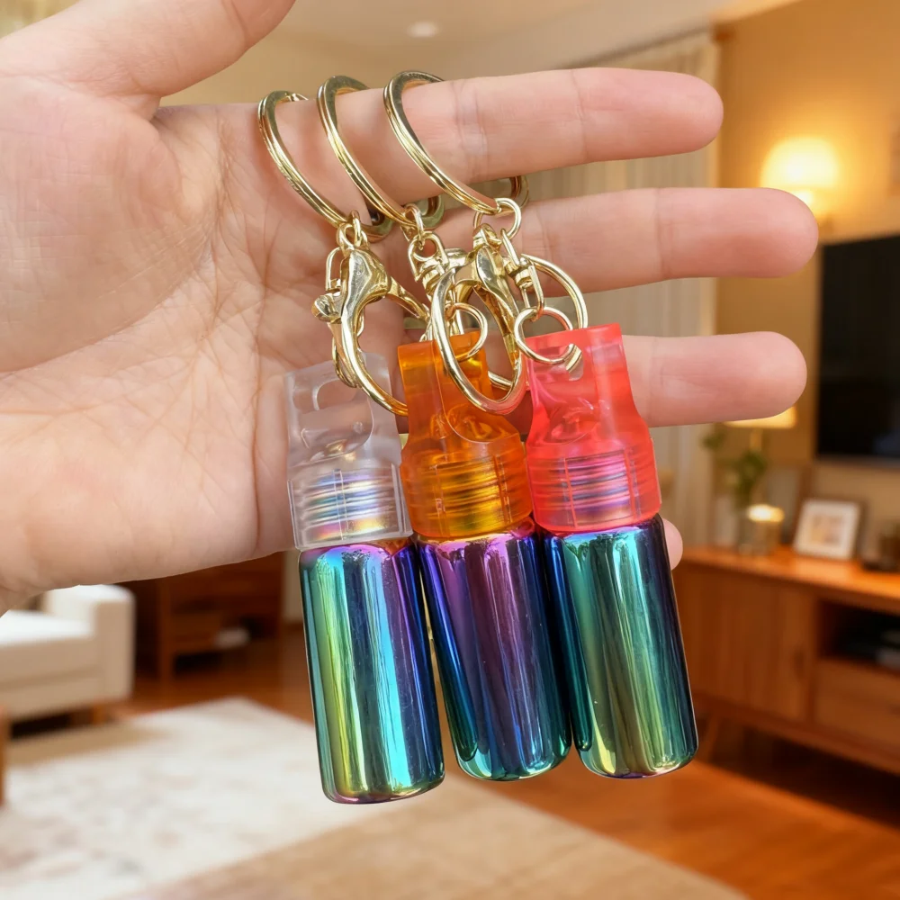 3 Teile/los Mini Glas Flasche mit Schlüsselbund für Tragbare Outdoor Reise Gewürze Zucker Behälter, Gemischte Farbe