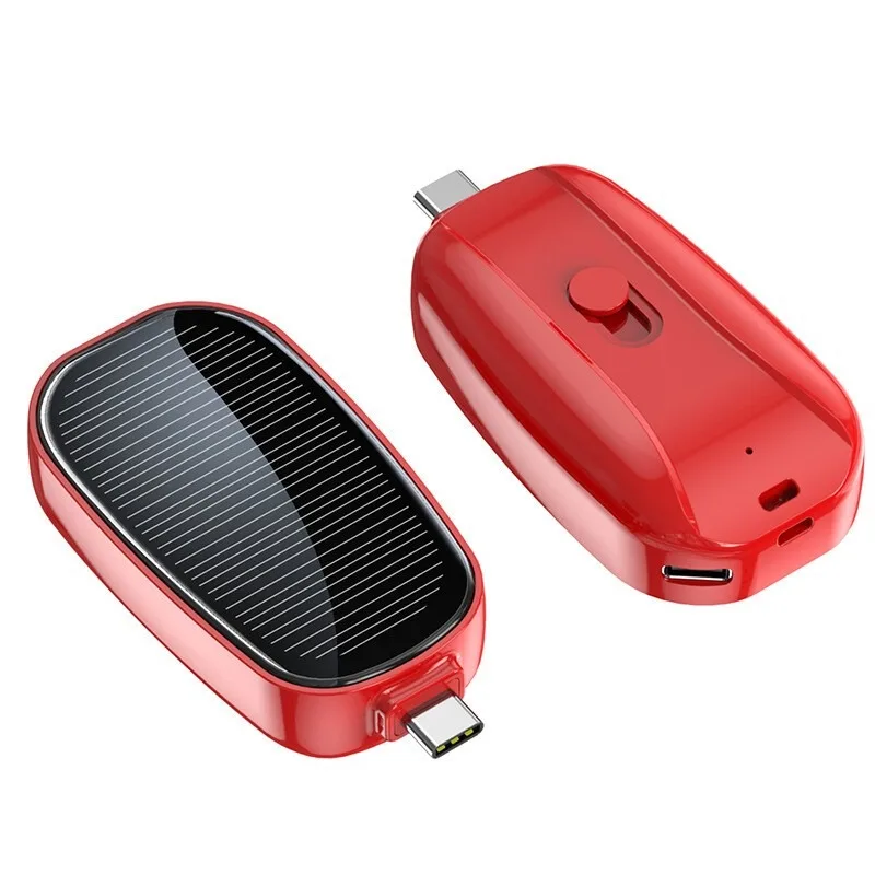 

1200mAh mini solar mobile power bank, portable keychain, charger, battery, suitable for mobile phones -