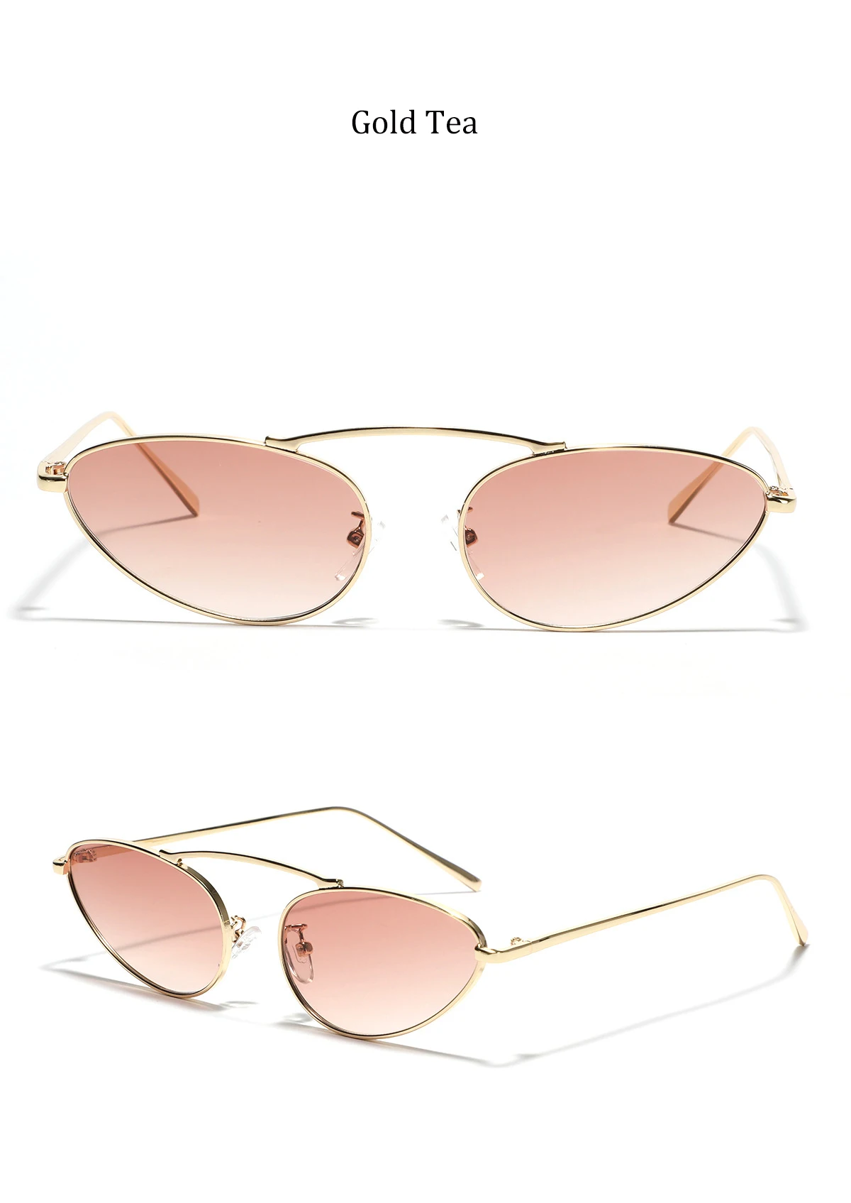 Luxusmarke Cat Eye Sonnenbrille Damen 2025, modisch, einzigartig, klein, oval, Sonnenbrille, trendiger Metallrahmen, coole Dreiecksbrille, UV400 – Detail 8