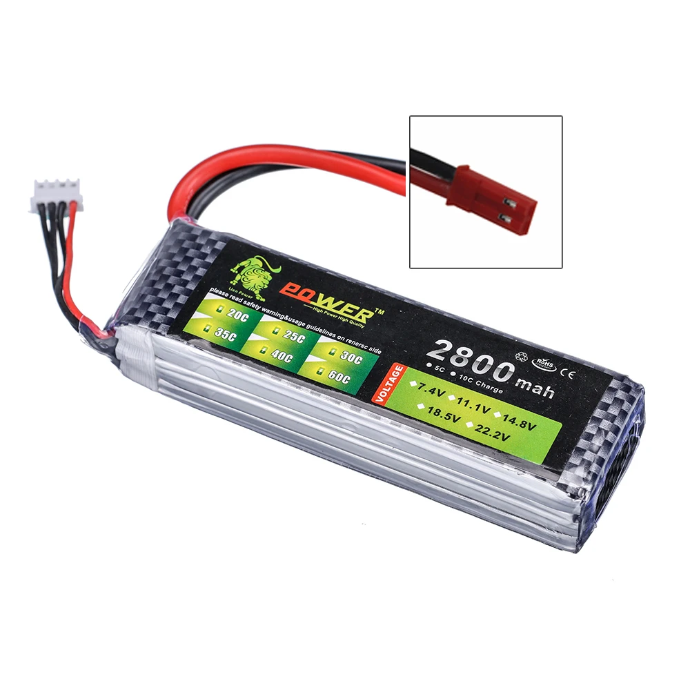 Bateria Lipo Recarregável para RC Quodcopter, Carro, Caminhão, Barco, Peças de Reposição Drone, 2800MAH, 3s 2200mAh, 7.4V, 11.1V, 14.8V