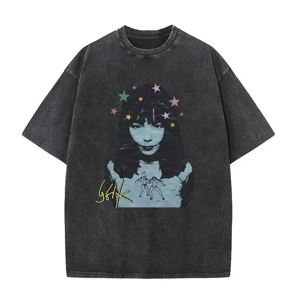 Washed Vintage Bjork Pagan Poetry T-shirt Men Women Hip Hop Fashion Short Sleeve T Shirt Male Casual Cotton Oversized T-shirts