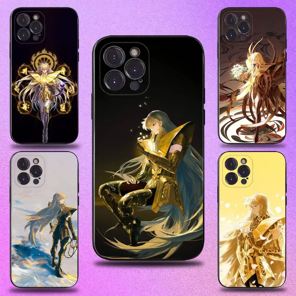 

Saint Seiya Virgo Shaka Phone Case For iPhone 16,15,14,13,12,11 Plus,Pro Max,XS,X,XR,SE,Mini,8,7,Soft Silicone Black Cover