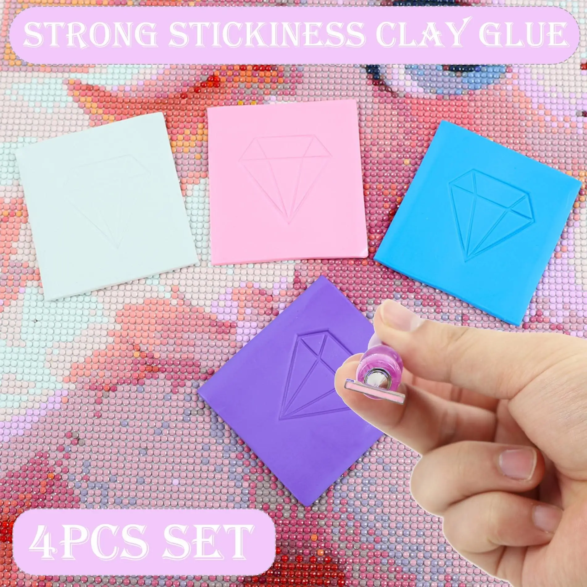 Adult Diamond Painting Kit with Special Long-Lasting Sticky Clay, 4-Piece Set, Strong Adhesive Clay Glue, with Storage Box, Suitable for Diamond Painting Accessories and Tools - view 4