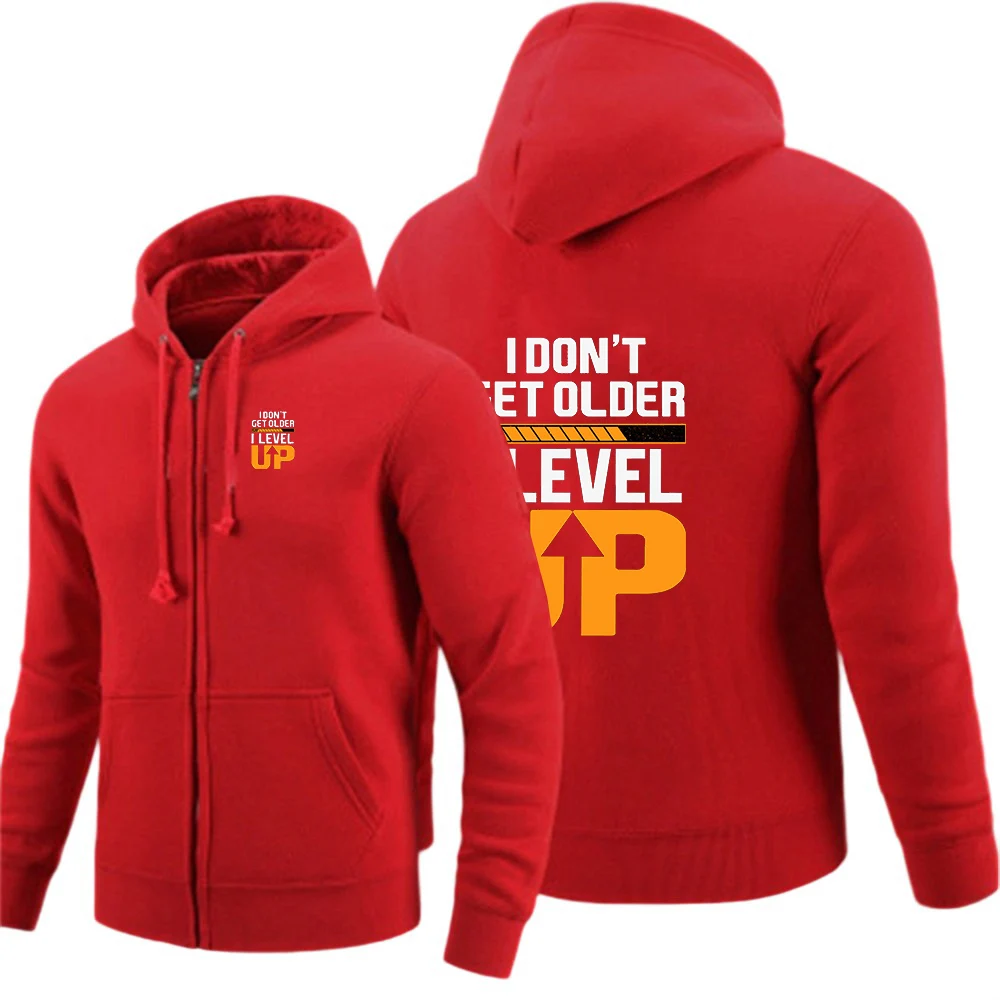 2025 Men's Drawstring Hoodies Spring And Autumn I Don't Get Older I Level up Logo Print Versatile Understated Luxury Coat view 2