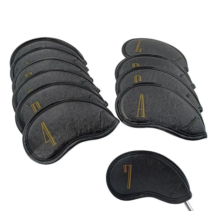 

Club Head Covers PU Leather Club Covers With Plush Lining Dustproof Protective Golf Accessories 10pcs Golf Club Supplies For