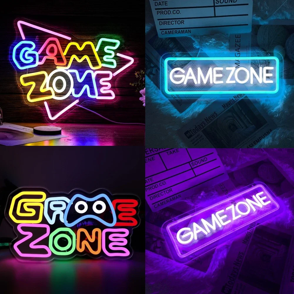 Game Zone Neon Led Sign for Wall Decor Game Neon Lights Signs with USB Powered for Game Room Bedroom Gifts Gamer