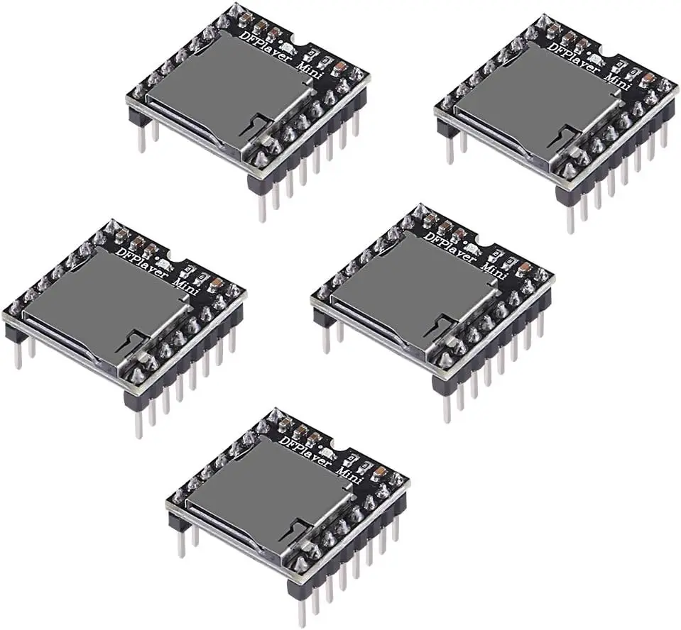 Módulo Reproductor MP3 Mini, Tarjeta TF, Disco U, Reproductor MP3 DF, Módulo de Audio y Voz, Puerto IO/Seríal/AD, MP3-TF-16P para Arduino