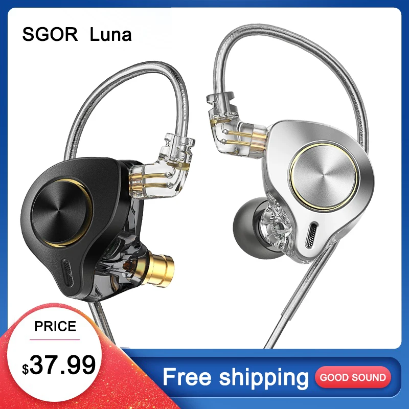 SGOR Luna In Ear 13.5MM Planar Driver Wired Earphones Music Headphones HiFi Bass Monitor Earbuds DJ Headset Type C Pin USB C