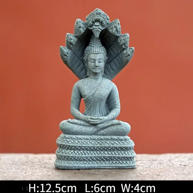 The Smile of Cambodian Souvenirs Angkor Wat Buddha Statue Ornament Cyan Sand Sculpture Fish Tank Decor Aquarium Landscaping view 3
