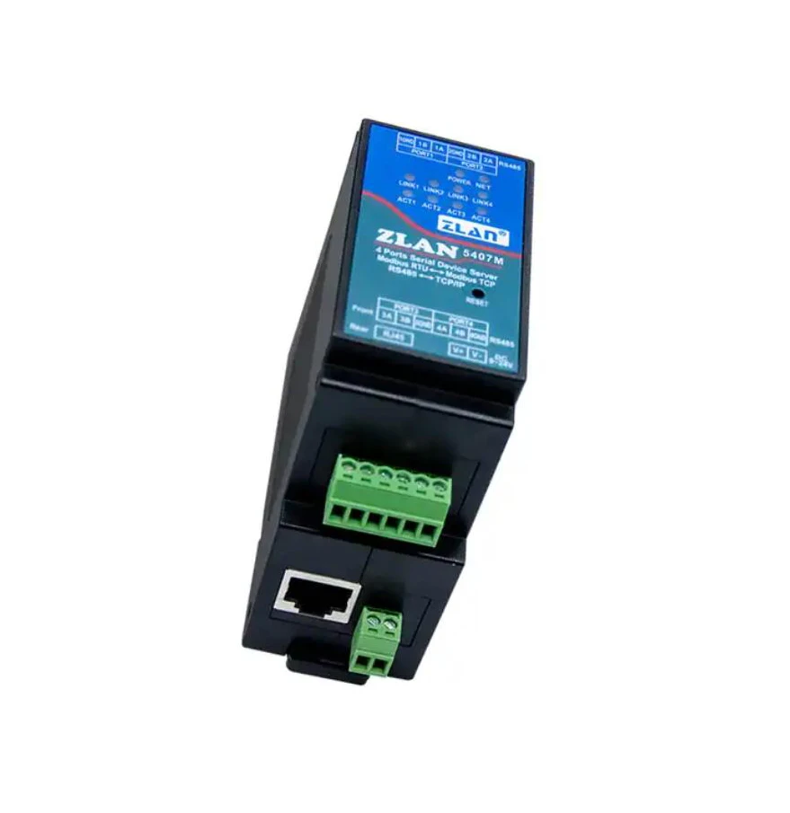 Industrial Serial Server4 Ports RS485 to RJ45 Ethernet TCP/IP to Serial Rail-Mount ZLAN5407M