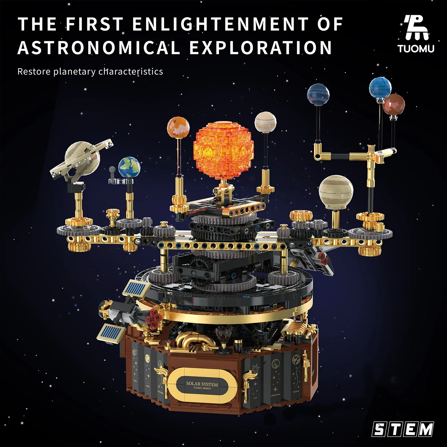Elektrische rotierende Sonnensystem-Bausteine, Luft- und Raumfahrt, Erde, Modell, Weltraumwissenschaft, STEM, Lernspielzeug-Set für Kinder