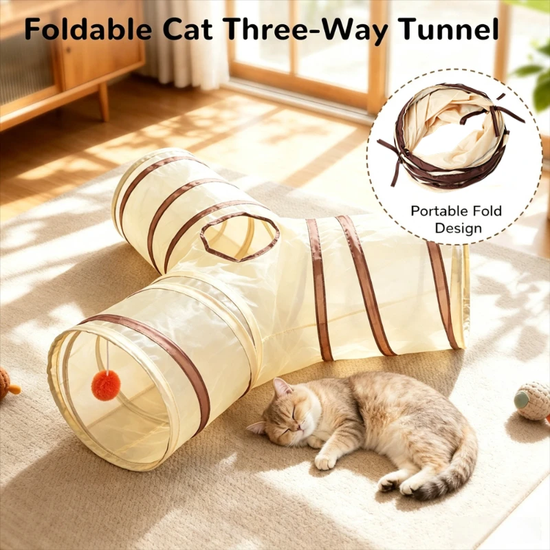 Cat Tunnel Toy - 猫用トンネル 折りたたみ式ペット猫用おもちゃ 子猫ペットトレーニング用インタラクティブ楽しいおもちゃ トンネル 子犬子猫ウサギ用プレイトンネルチューブ
