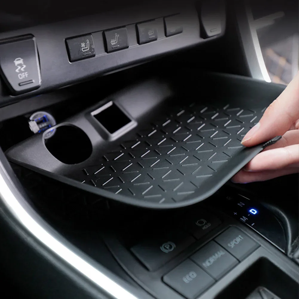 وحدة التحكم المركزية وسادة تنظيم صندوق تخزين السيارة الرئيسي المساعد الطيار حماية حصيرة تخزين صينية السيليكون لملحقات السيارة Rongfang RAV4 #4