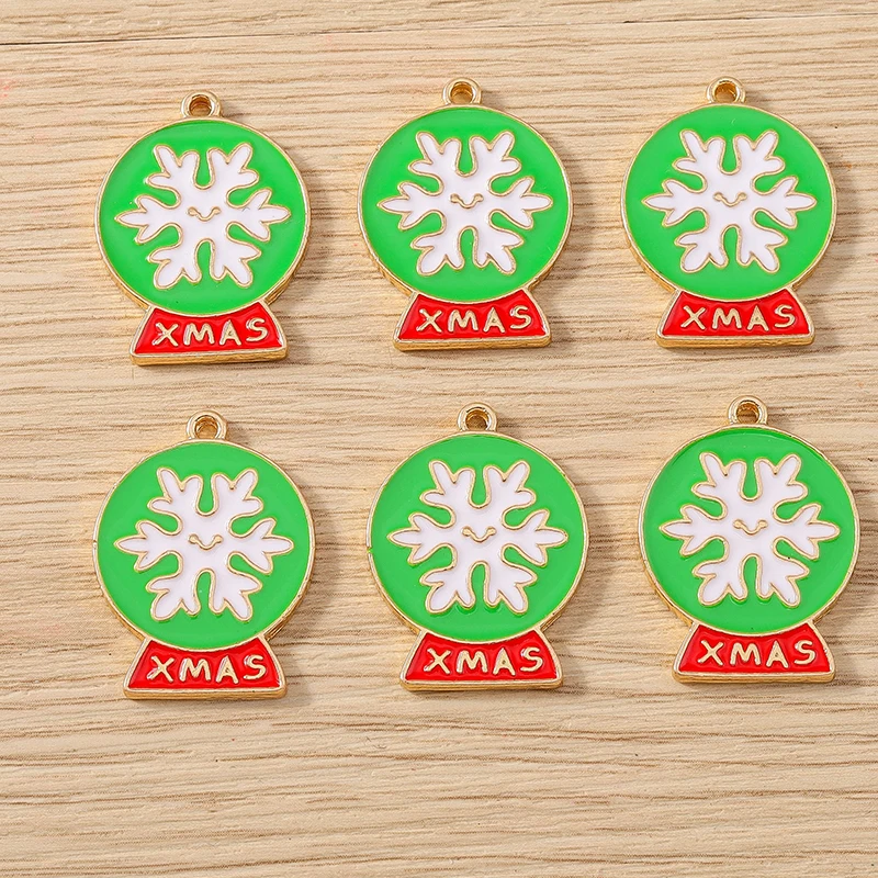 10 Stück gemischte niedliche Emaille-Anhänger mit Weihnachtsbaum-, Glocken- und Weihnachtsmann-Motiven für die Schmuckherstellung, Ohrringe, Halsketten, DIY-Bastelzubehör – Detail 7