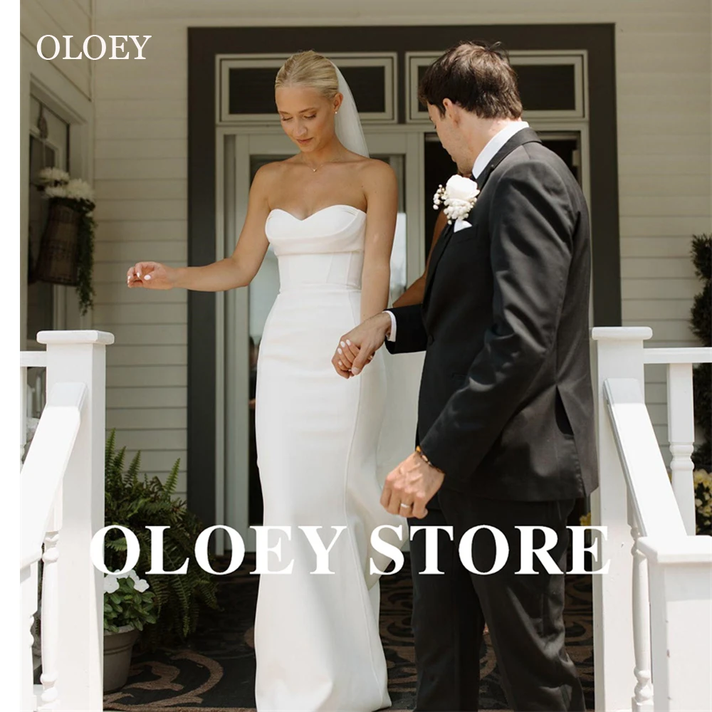 

OLOEY Mermaid Wedding Dresses Sweetheart Satin Floor Length Bride Gowns New 2025 Custom Made Vestidos de noiva Us Women