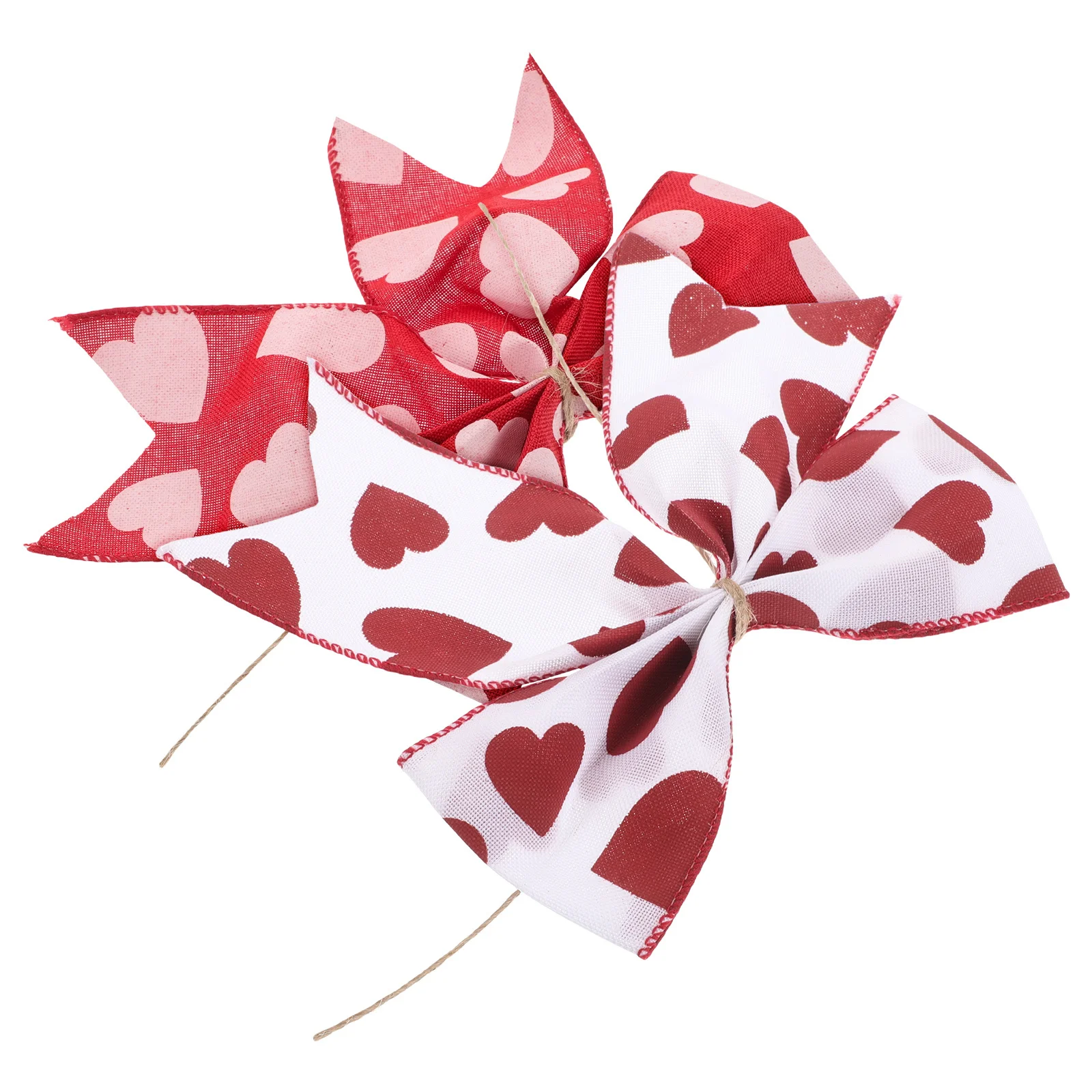 

2 Pcs Bow Decoration Festive Valentine's Heart Print Present Themed Gift Wrap Decorative Decorate