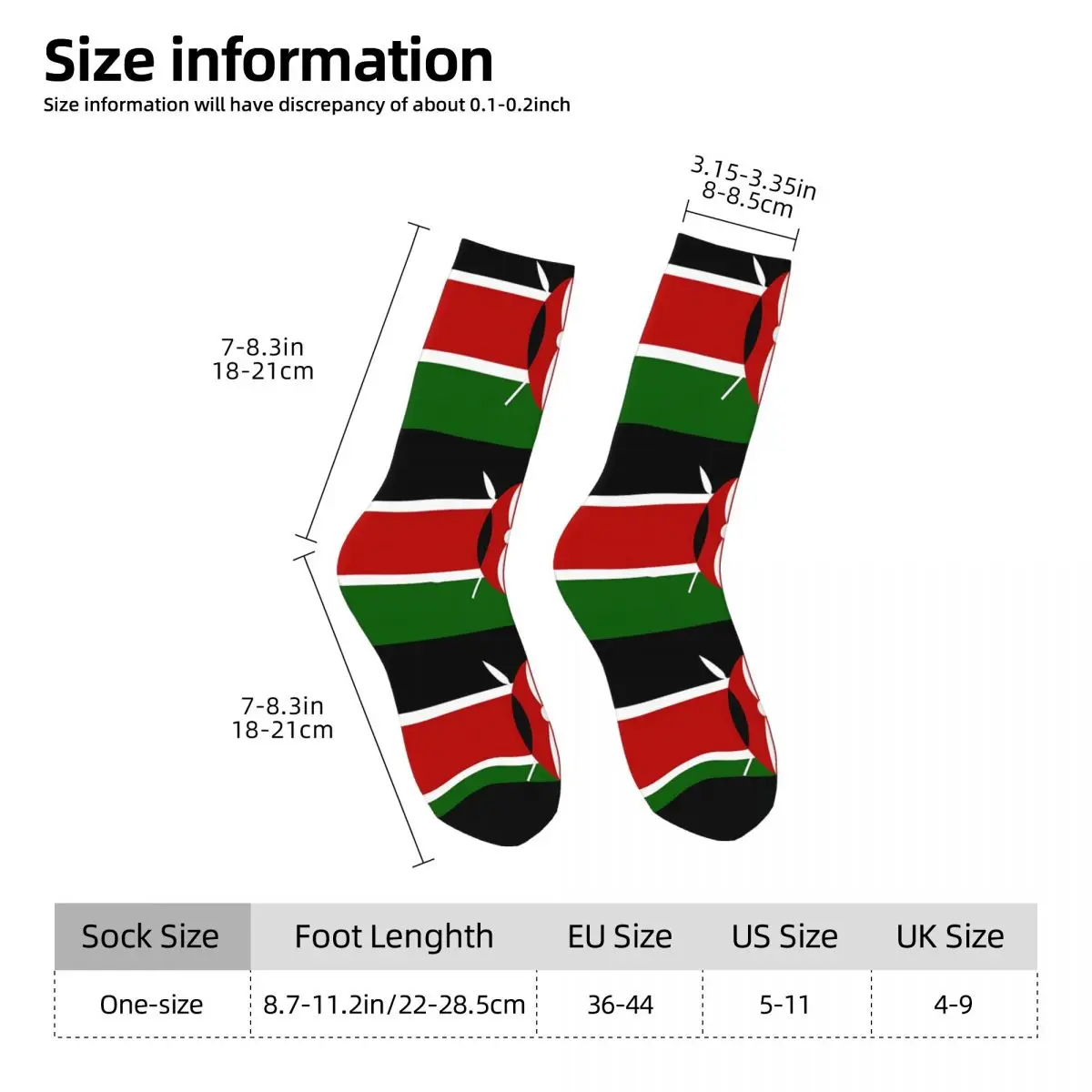 Kenya Flag Socks Hiking 3D Print Boy Girls Mid-calf Sock