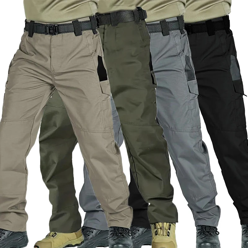 

New Cargo Work Pants Men 2/1Pcs Multi-pocket Workwear Tactical Casual Trousers Straight Wear-Resistant Waterproof Sweatpant Male