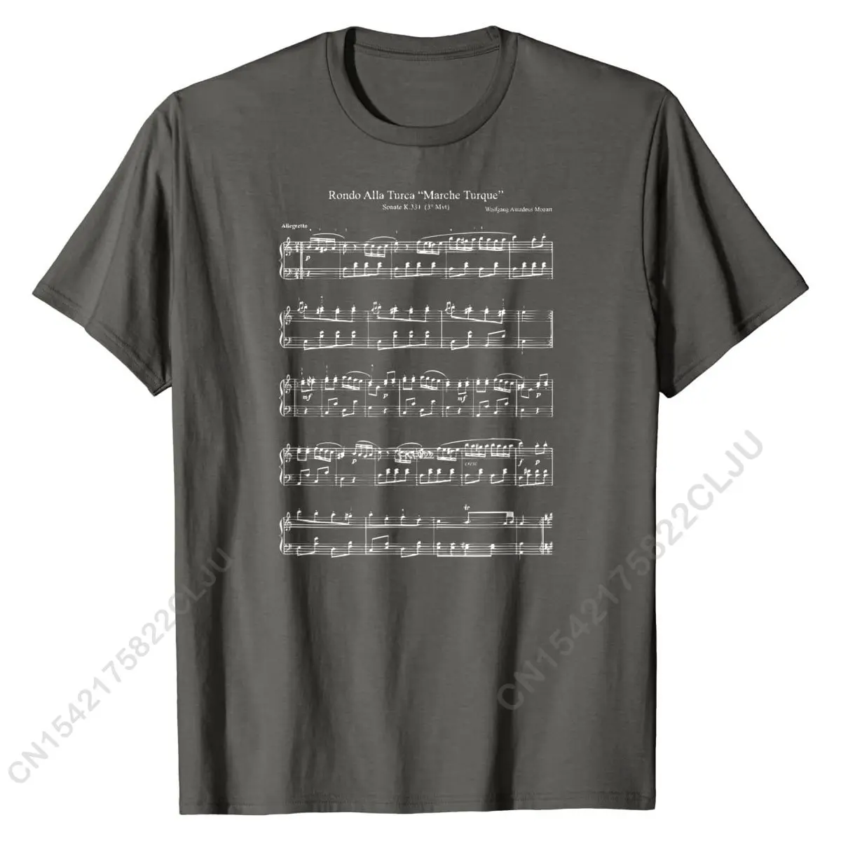 Mozart Music Notes Score - Rondo Alla Turca Funny T-Shirt Men Cotton Tshirts For Students Custom T Shirt Oversized Cosie